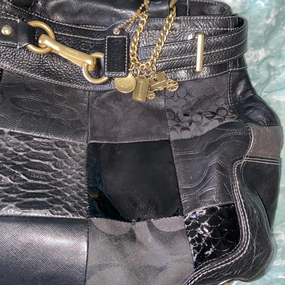 100% Authentic Black Patchwork Coach Tote - image 3